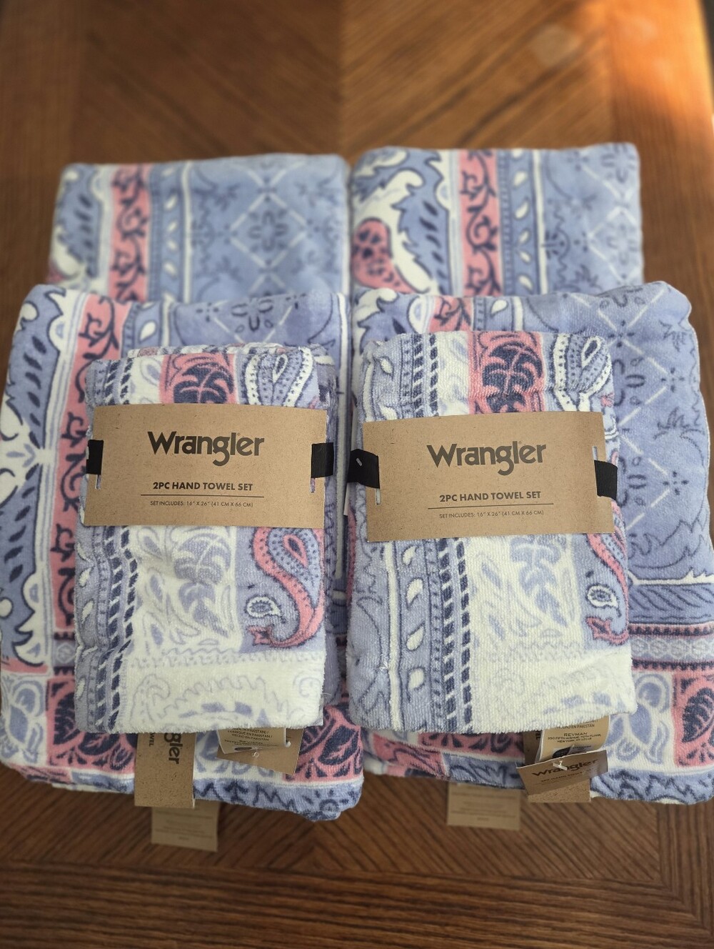 Nwt Wrangler Wild Bandana Blue Bath Towel Set Of 8